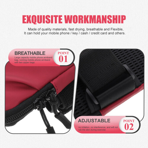 Red Oxford Polyester Arm Phone Holder Pouch 2