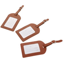 3Pcs PU Luggage Tags with Adjustable Strap for Travel