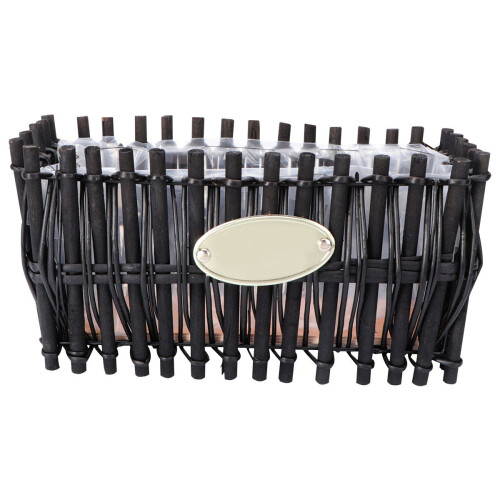 2Pcs Black Handmade Wicker Woven Decorative Flower Storage Basket