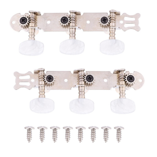 Classical Guitar Tuning Pegs Set 3+3 Silver Tuners for Fast Accurate Tuning and Stable String Retention
