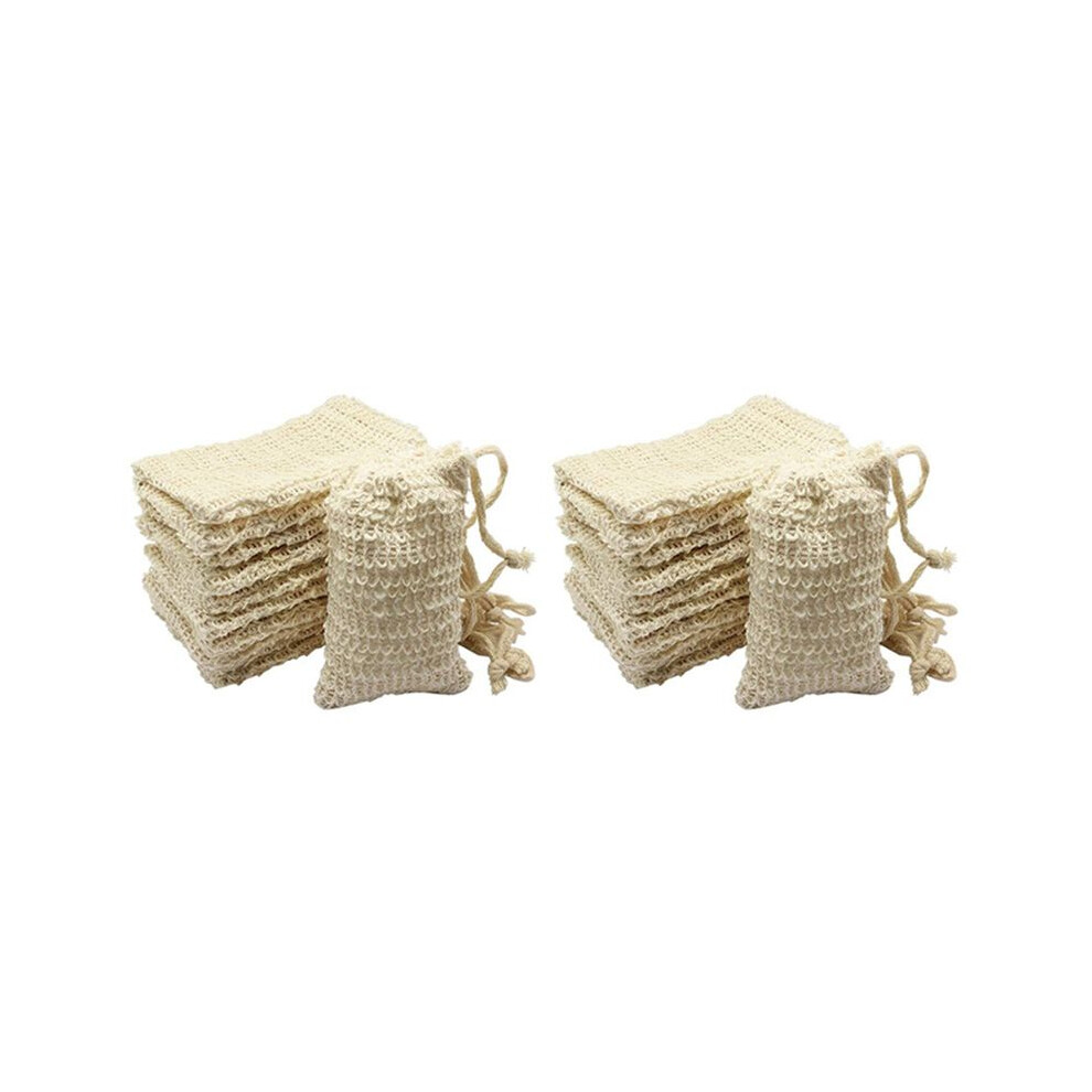 60 Pcs Natural Sisal Soap Bag Exfoliating Soap Saver Pouch Holder Exogio