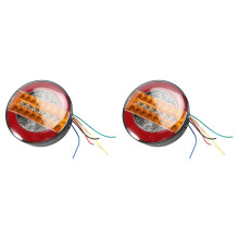 2X 4 Inch Trailer Dynamic Tail Light 24V LED Truck Brake Light LED Round Water Hamburger for Cars, Boats, Caravans