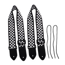 2 Pack Black Cotton Guitar Strap Set Lightweight Breathable Shoulder Support for Acoustic Electric Ukulele