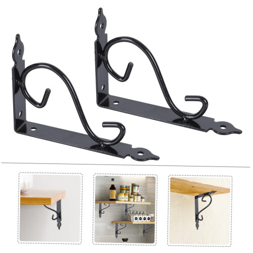 2pcs Heavy Duty Iron Wall Shelf Brackets for Kitchen Office Rustic Style Storage Rack 1