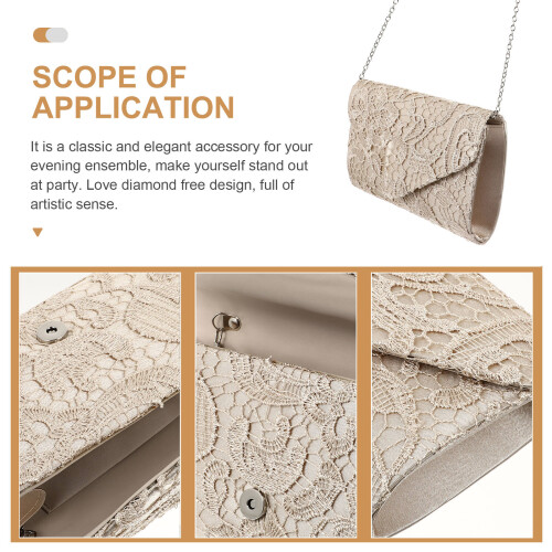 Clutch Bag Beige Con Pizzo Borsa Per Festa E 2