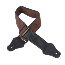 Adjustable Leather and Cotton Guitar Strap with Pick Holder Non Slip Comfort Fit for Acoustic Electric Bass Brown