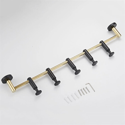 Modern Wall Mounted Coat Rack with 5 Hooks, Copper Vertical Design for SpaceSaving Entryway Organization 2