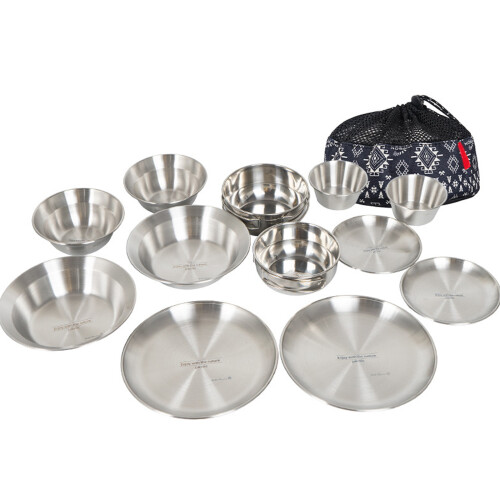 Completed 12Pcs Camping Tableware Stainless-12piece dinner plat