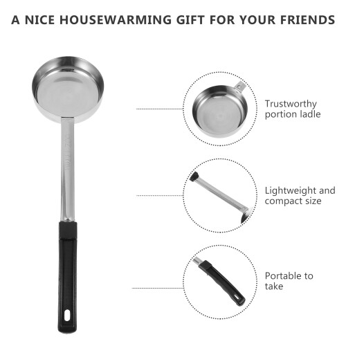 Premium Portion Control Ladle Black Long Serving Spoon Stainless 2