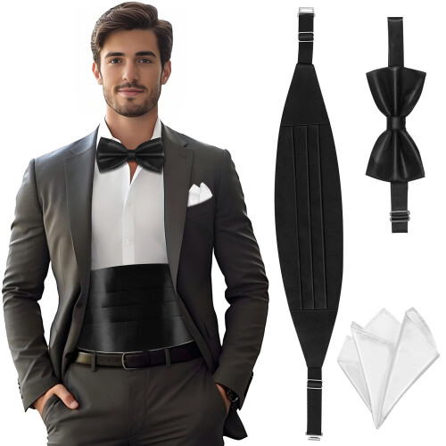 1Set Set Cerimonia Pochette Cummerbund Poliestere