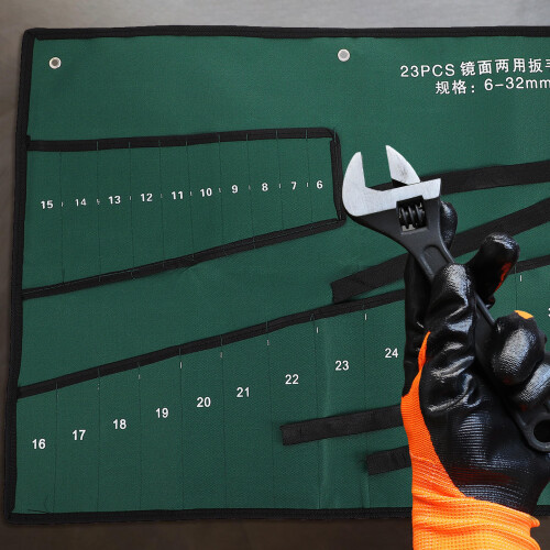 Green Canvas Wrench Storage Bag Roll Up Durable Tool Organizer 2
