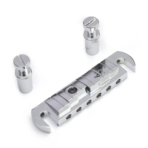 6 String Electric Guitar Bridge Tailpiece Silver Replacement Parts with Neutral Metallic Finish