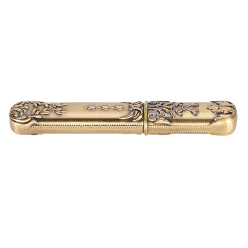 Sewing Needles Storage Tube Bronze Engraved Pattern Vintage Needle Holder 2