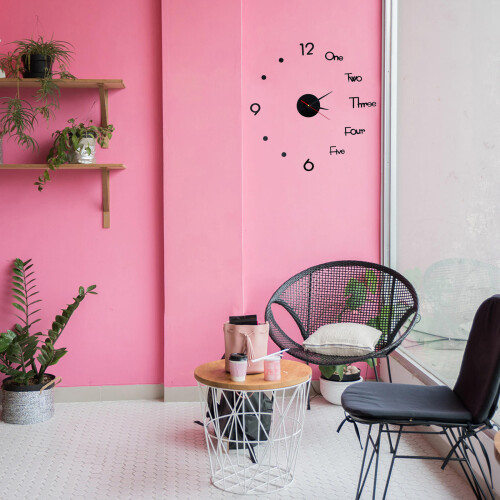 1Set Modern Acrylic Mute Wall Clock Black DIY Wall Decor for Home 2