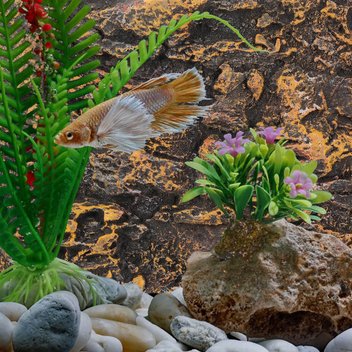 Decorativo PU Marrone Chiaro Per Terrario E Acquario 3D 2