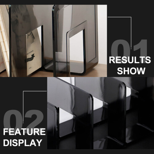 Black Plastic Desktop Bookends Shelves Sturdy Book Organizer 2