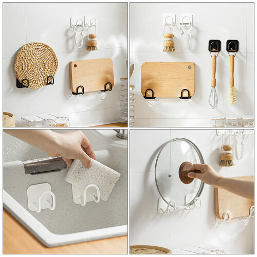 2Pcs Multifunctional White Stainless Steel Wall Rack for Kitchen 2