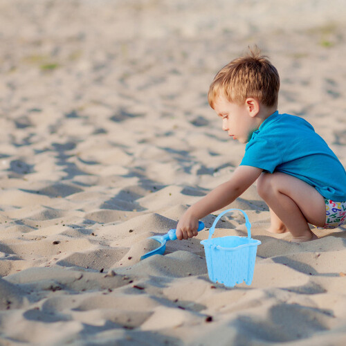 4Pcs Assorted Color Plastic Sandcastle Molds Kids Beach Buckets 2
