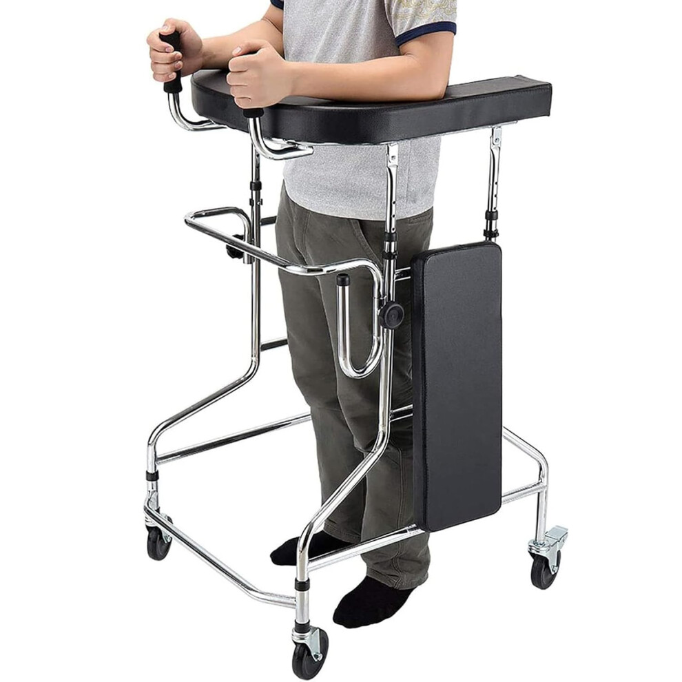 Upright Walker for Seniors, Adjustable Height Rollator with Seat Cushion and Smooth Wheels