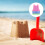 4Pcs Assorted Color Plastic Sandcastle Molds Kids Beach Buckets 6