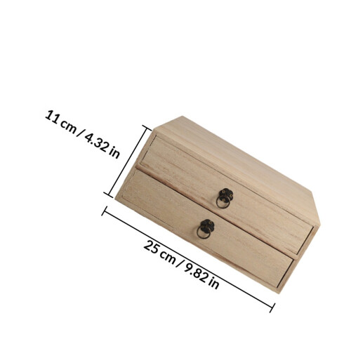 1Pc Beige Wooden Storage Box Multi-Layer Desktop Drawer Organizer 1