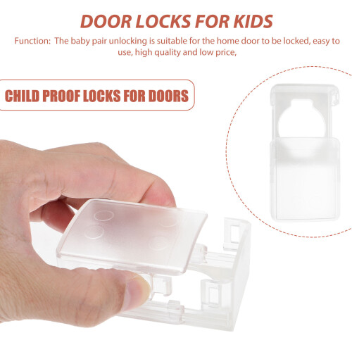 2Pcs Toddler Proofing Door Lock Covers Transparent Install 2