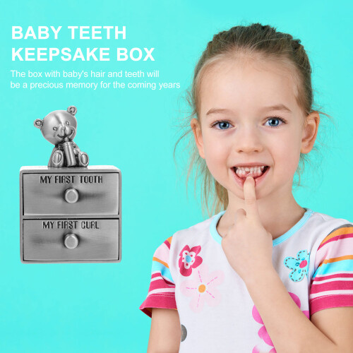 1Pc Portable Silver Baby Teeth Keepsake Box with Zinc Alloy Material 2