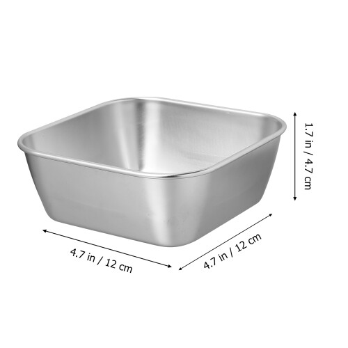 1Pc Square Butter Crisper Stainless Steel Storage Box Silver 1