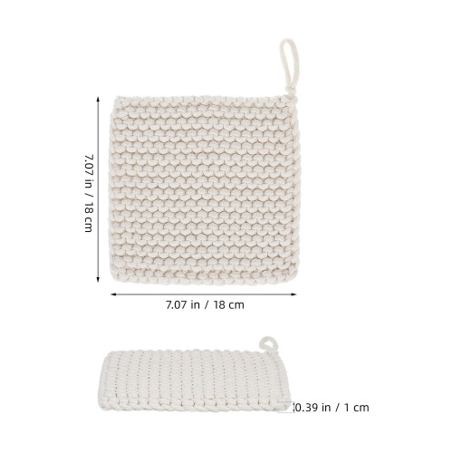 1Pc Woven Cotton Pot Cushion White Thick Pot Mat for Kitchen Table 1