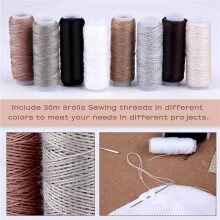 Kit de Costura de Couro de 58 Peças, Kit de Reparo de Estofamento de Costura de Couro com Linha de Costura de 8 Cores, para Costura de Couro