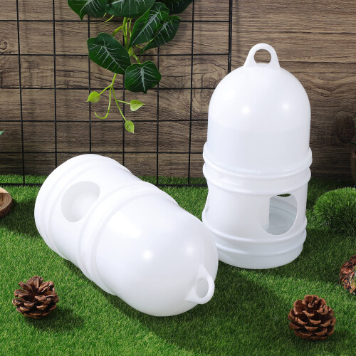 2Pcs White Plastic Bird Water Dispenser Durable Birds Feeding Cups 2