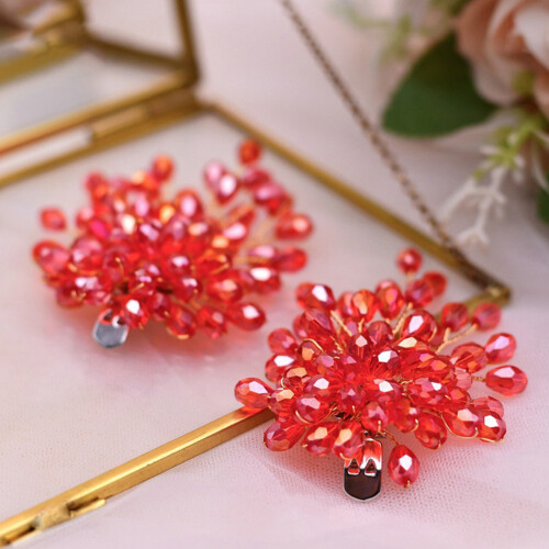 2Pz Clips Cristallo Rosso Per Scarpe Matrimonio 2