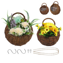 2Pz Cesti Appesi in Rattan Naturale Per Fiori E Piante Da