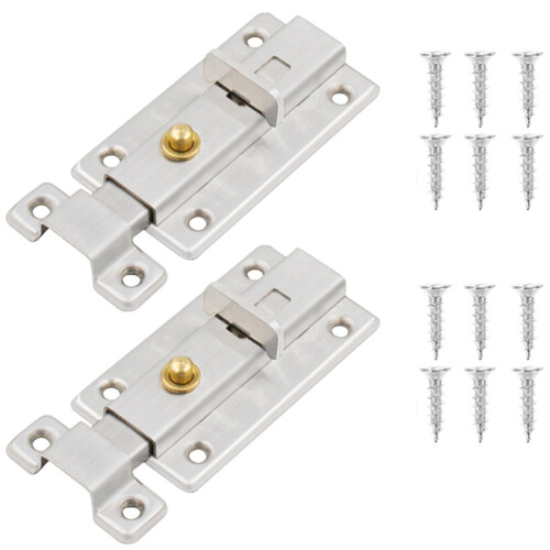 2Set Serrature Barretta Scorrevole in Acciaio E Ottone Argento