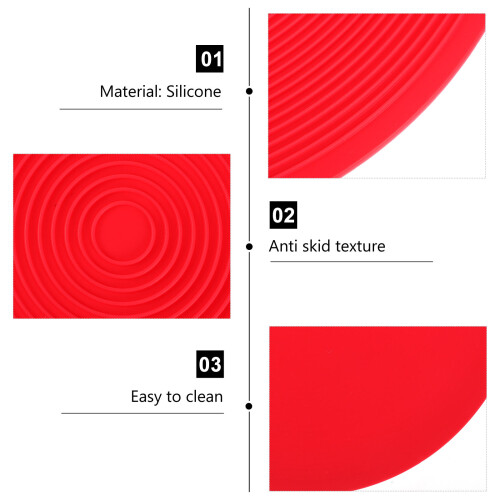 1pc Red Silicone Heat Insulation Pad For Dining Tables 2