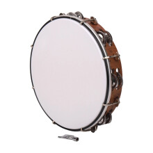 Handheld muziektrommel met dubbele metalen-donker houtGraan