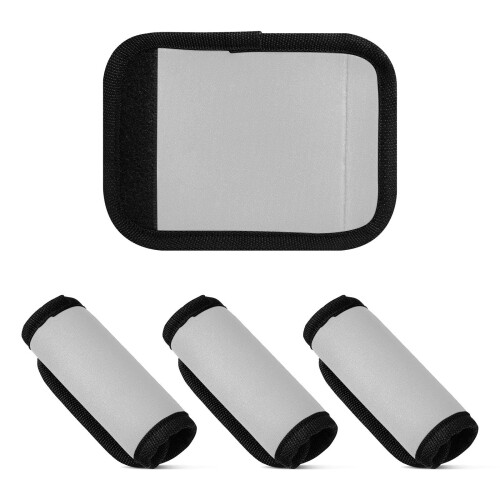 Light Grey Luggage Handle Wrap with ID Card, Comfortable Grip Protector for Suitcase, 2 Pack 1