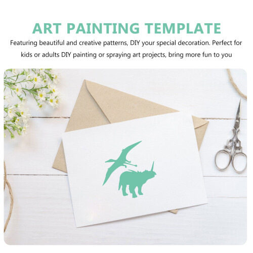 10Pz Sagome Dinosauri Bianco Stencil Riutilizzabile Creativo 2