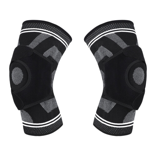 2PCS Ergonomic Knee Stabilizers Flexible Knee Wrap for-Black L