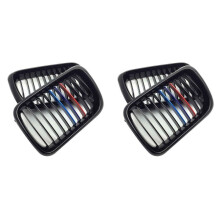 2X Car Glossy Black Front Hood Kidney Grill Mesh Sport Racing Grills for E36 M3 3 Series 1997-1999 M-Color