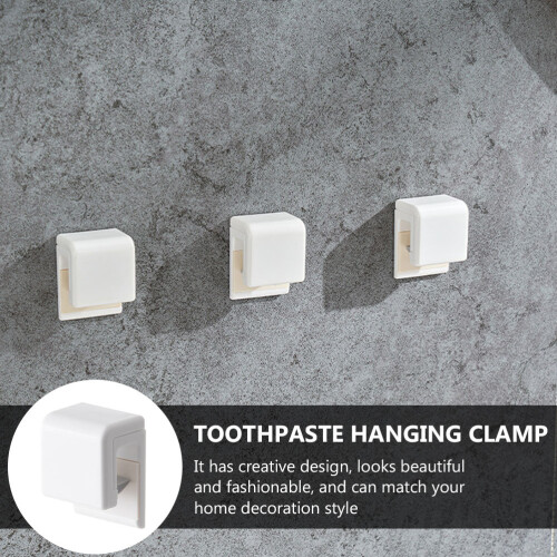 2Pz Appendi Clip Bianco Autoadesivo Per Bagno Dentifricio in ABS 2