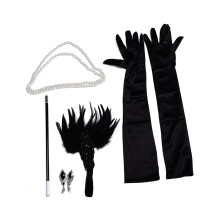 5pcs Black Feather Headband Set Necklace, Earrings