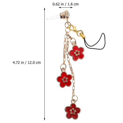 2Pz Auricolare in Lega Rosso Con Charm Fiore Per Smartphone 1