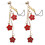 2Pz Auricolare in Lega Rosso Con Charm Fiore Per Smartphone 7