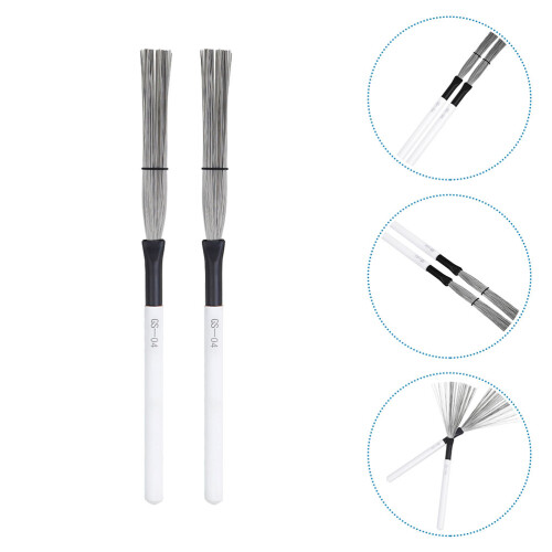 2St Wire Drum Brush Met Handvat, Wit, Voor Jazz En Optredens 2