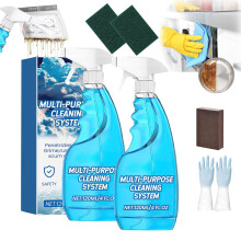 Kitchen Degreaser Spray 120ml Refillable Bottle, Fast Grease Removal Foam Cleaner for Kitchen Bathroom Ovens (1, 2pcs)