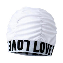 Elegant Swim Hat Heart Pattern Stretchy Fabric Letter-White