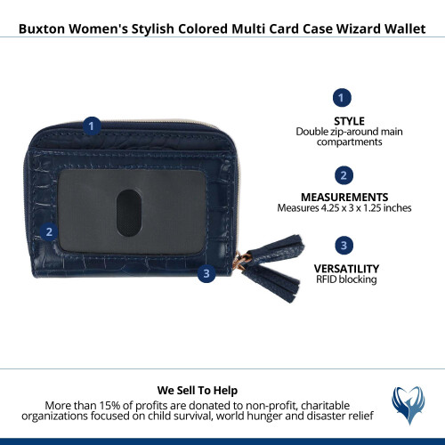 Buxton Women's Stylish Colored Multi Card Case Wizard Wallet 1