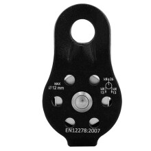 26KN Heavy Duty Aluminum Climbing Pulley Single Swivel Rope Pulley Set for 12mm Rope / Hauling / Transportation Black