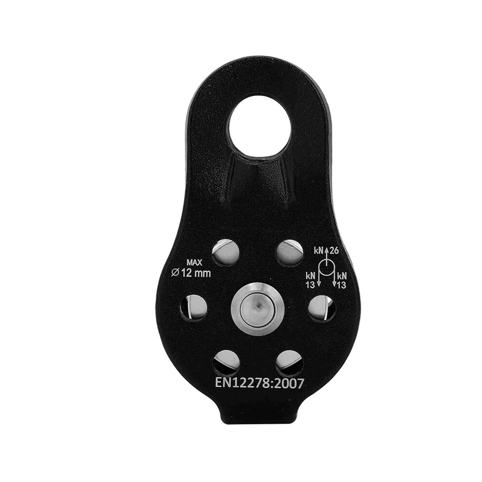 26Kn Heavy Duty Aluminum Climbing Pulley Single Swivel Rope Pulley Set For 12Mm Rope / Hauling / Transportation Black 4712722954504